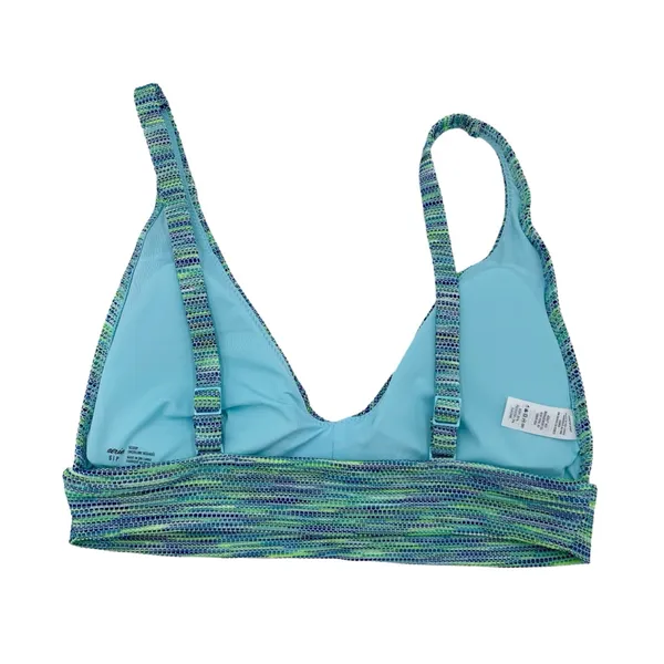 Aerie Space Dye Pique V Scoop Bikini Top Size Small Swimwear Blue Green Beachy - Image 2