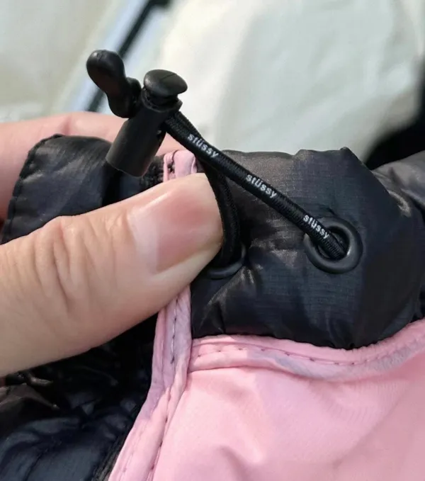 stussy black puffer jacket with pink lining #puffer #outerwear - Image 3