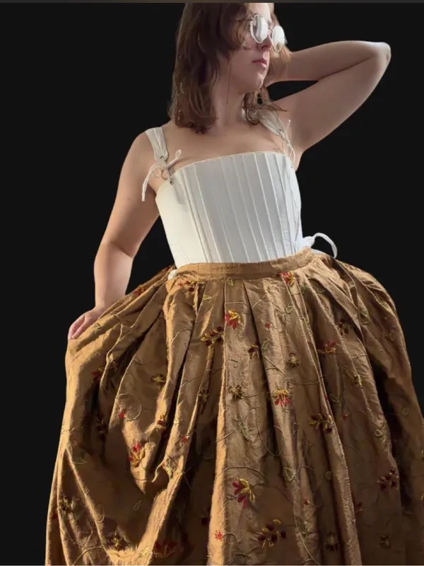 Gold rococo 18th century dress Size L - Image 4