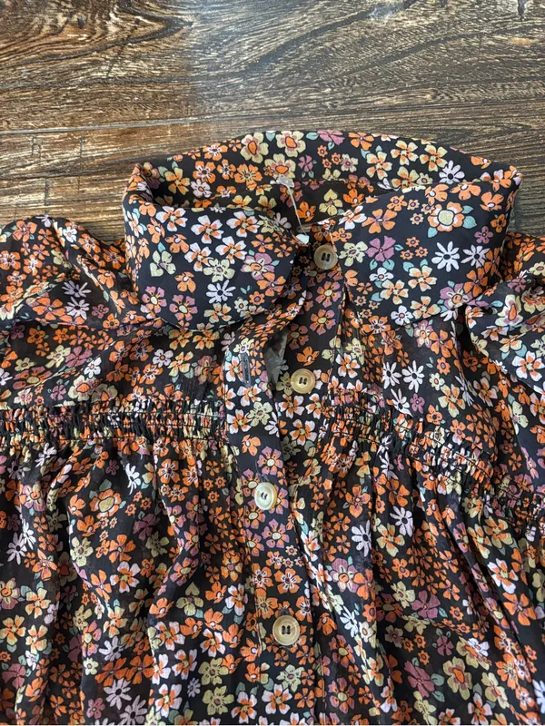 Free People Bonnie Mini Dress Medium Dusk Combo‎ NWT Floral Ruffle Smocked Boho - Image 8