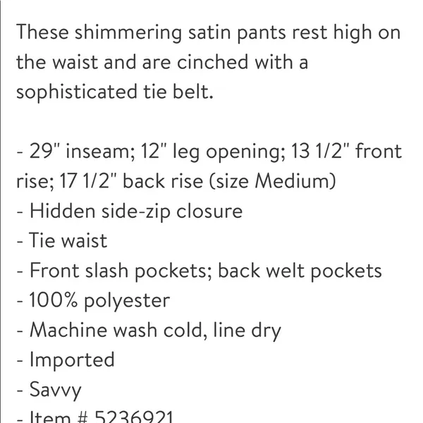 New Tie waist satin pants - Image 5