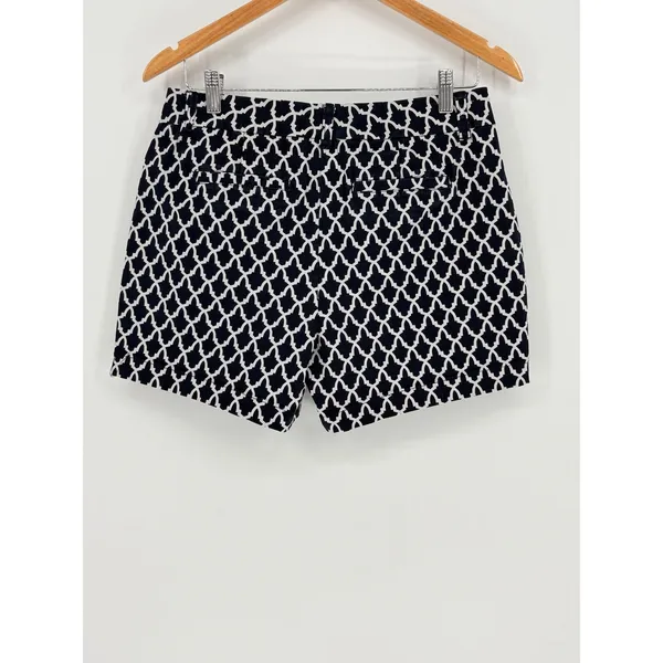 Crown & Ivy Chino Shorts Womens 6 Navy Blue Geometric‎ Trellis Stretch Casual - Image 3