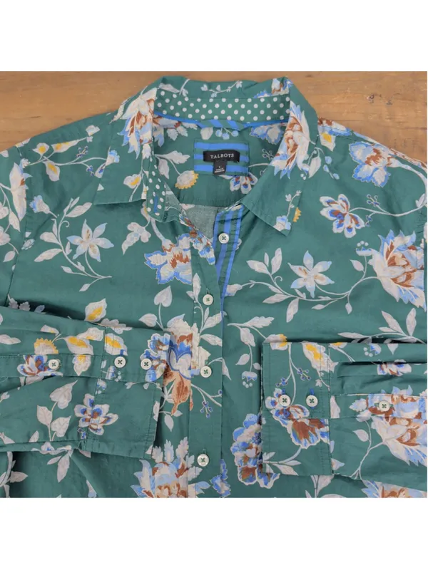 Ladies' Talbots Green Long Sleeve Button Down Shirt Large - Image 3