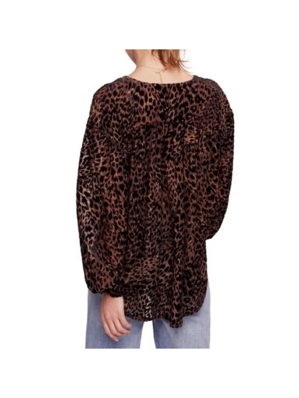 Free people wildest dreams velvet boho animal print top - Image 2