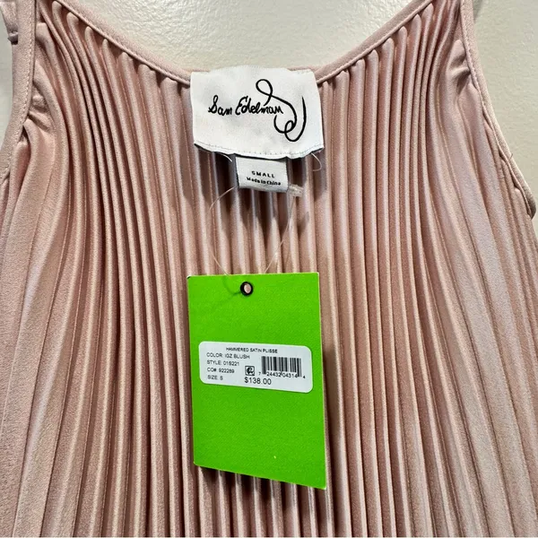 Sam Edelman Hammered Satin Plisse Midi Dress Blush Pink S NWT balletcore satin - Image 11