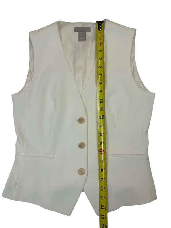 H&M Women's White Single-Breasted Tailored Suit Vest Waistcoat - Image 3