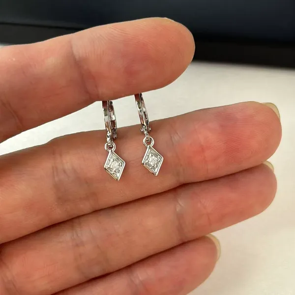 CZ Geometry Rhombus Dangle Drop Earrings for Men Women Streetwear Unisex Style - Image 4