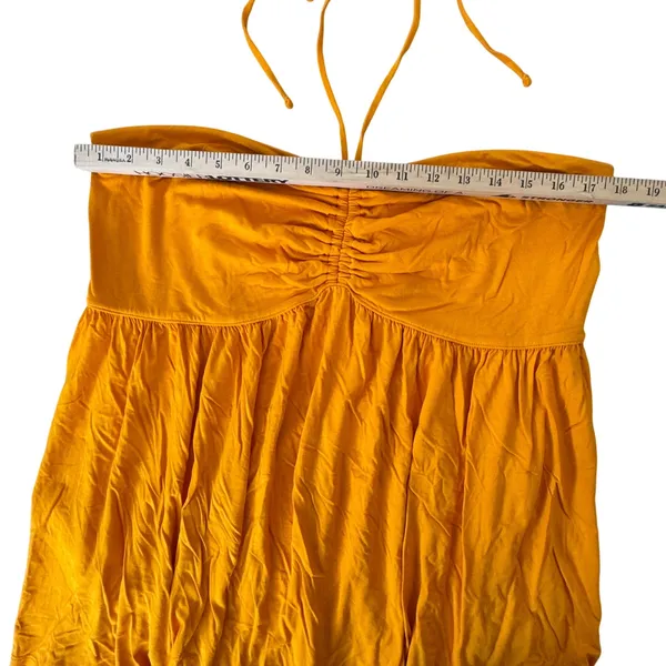 Y2K Halter Tube Top Mustard‎ Yellow XL Babydoll Flowy Coastal Cowgirl Festival - Image 6