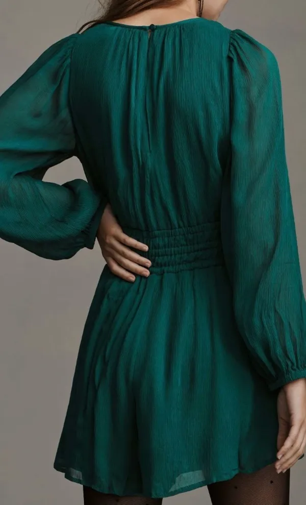 Anthropologie The Somerset Deep-V Long Sleeve Romper, Size XS - Image 2