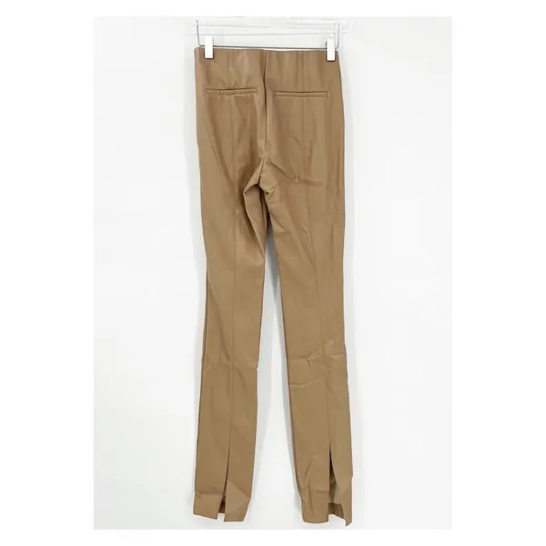ZARA Faux Leather Skinny Pants Women's‎ Size XS Tan Minimalist Chic - Image 3