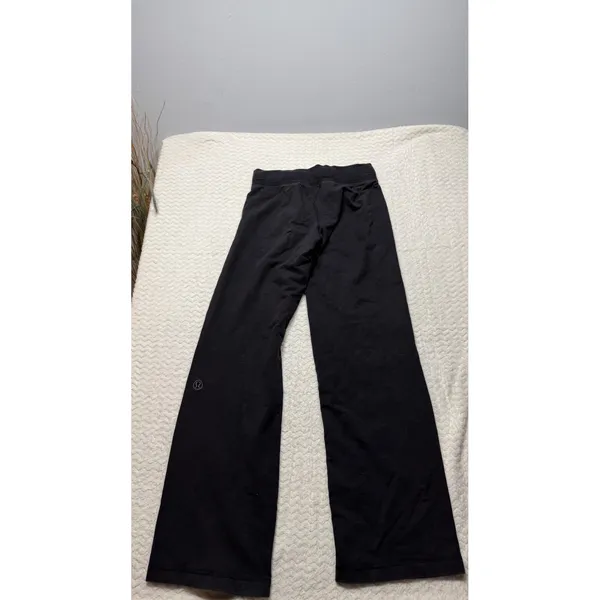 Lululemon Athletica Still Pant Black Wide Leg Cotton Yoga Lounge Size 4 - Image 2