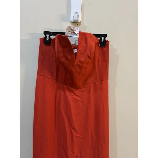 Dress the Population Fernanda Maxi Dress Strapless V Neck‎ Gown Poppy Orange L - Image 6