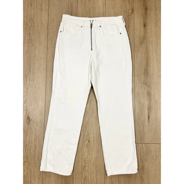 Good American Good Vintage White High Rise Straight Leg‎ Zipper Jeans 10/30 - Image 2