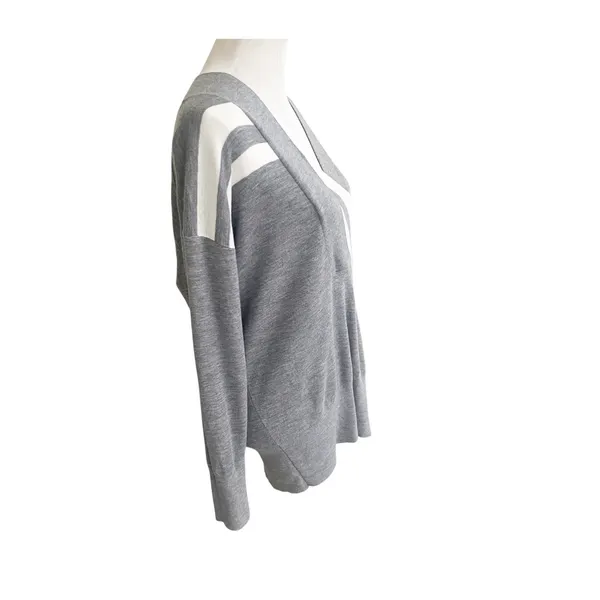 Rag & Bone Sweater Womens XS Gray Diagonal Stripe Merino Wool V-Neck Preppy - Image 5