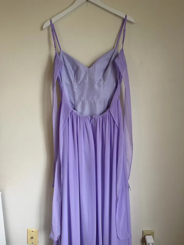 Azazie Zeya Lilac A-Line V-Neck Pleated Chiffon Dress Size 6 - Image 8