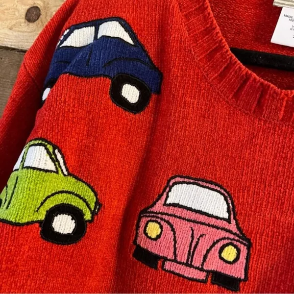 Coldwater Creek Red Christmas Tree Car‎ Sweater Size Small - Image 5