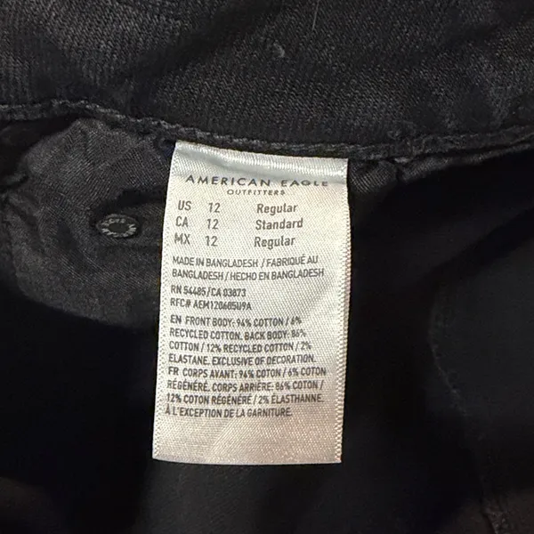 American Eagle Super High Rise Ultra Wide Leg Black Whiskering Fading Size 12R - Image 11