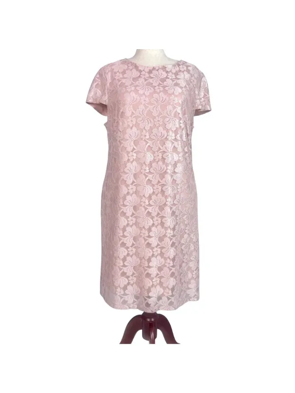 Scarlett Nite Lace Overlay MOB Cocktail Dress Pink 20W Floral Wedding Tea Shower - Image 2