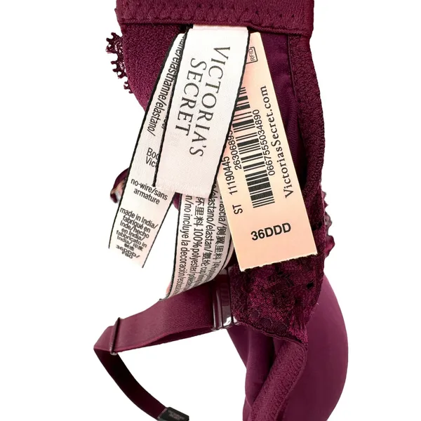 Victoria's Secret Body by Victoria Wireless Nursing Bra 36DDD Burgundy Lace Wing - Image 4