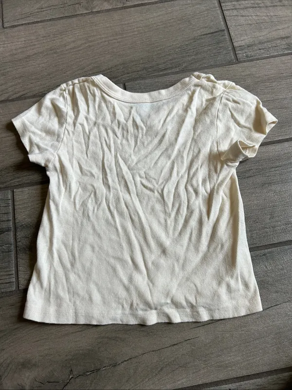 Brandy Melville Cream Short-Sleeve Tee with Flag Graphic - Image 4