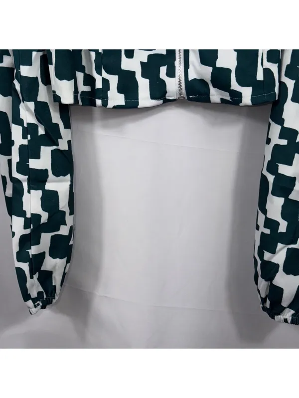 Boutique Geometric Puff Sleeve Crop Top Large NWOT - Image 3