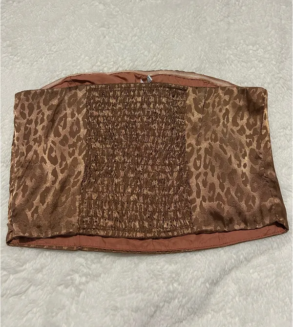 Princess Polly Feldman Beige/Brown Leopard Print Silky Top - Image 6
