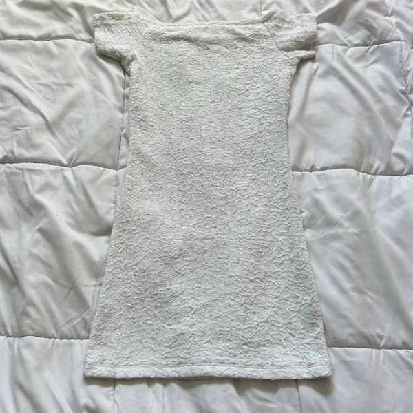 Arden B. Womens XS White Lace Dress Beach Wedding Mini Off‎ The Shoulder Y2K ￼ - Image 5