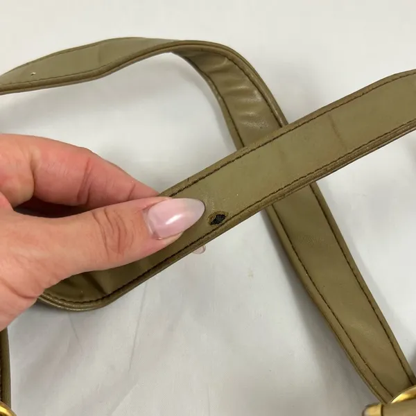 Vintage yellow green multi pocket shoulder hand bag purse - Image 3