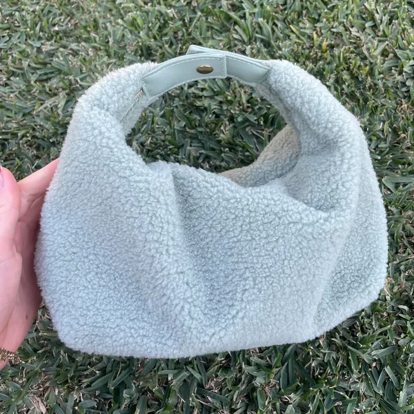 Free People NEW Matcha Green fuzzy Teddy cosmetic makeup bag - Image 2