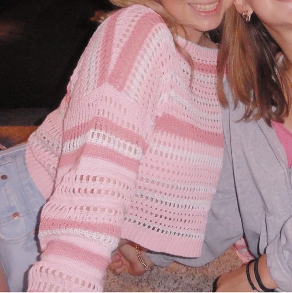 SheIn Pink Crochet Sweater - Image 2