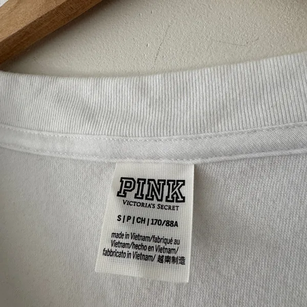 PINK by Victoria’s Secret White Terry Cloth Long Sleeve V Neck Top Y2K Vibes‎ - Image 5