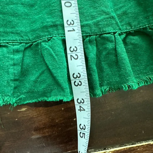 Aerie Emerald Mini Dress Sz M Green Linen Flutter Mini Babydoll Cottagecore - Image 6