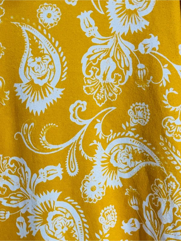 Kim Rogers Mustard Yellow Paisley Tunic Shirt Dress L Cotton Preppy Retro Mod - Image 7