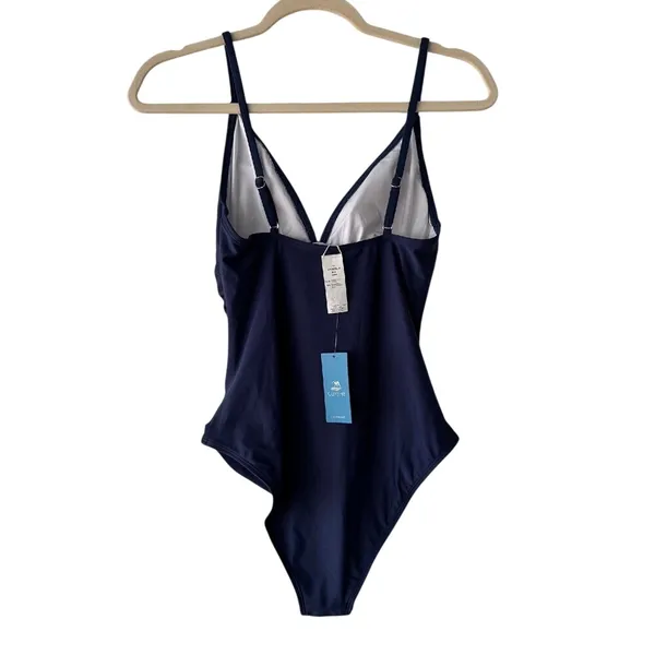 Cupshe Navy Blue Ruched V-Neck One Piece Swimsuit M‎ - Image 5