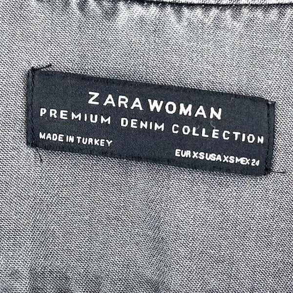 Zara Blouse Women Size XS‎ Gray 3/4 Sleeve deep V Neck Polyester Hemmed Collared - Image 2