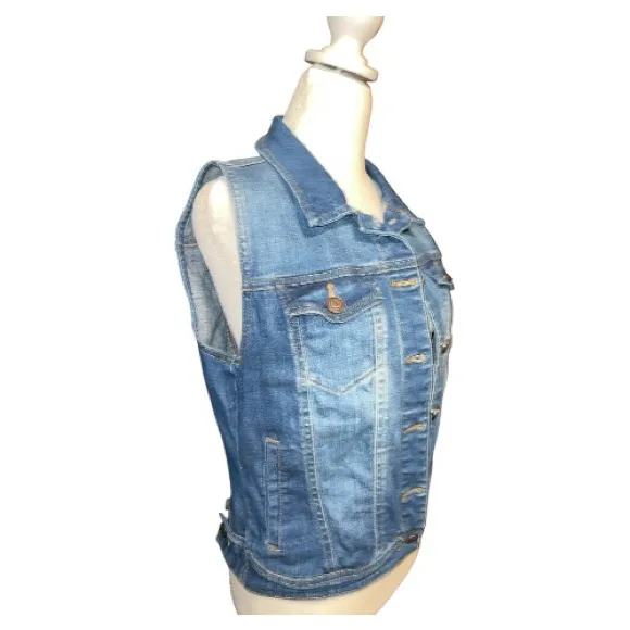 En Jean Stylish Blue Denim Vest Size M - Image 9