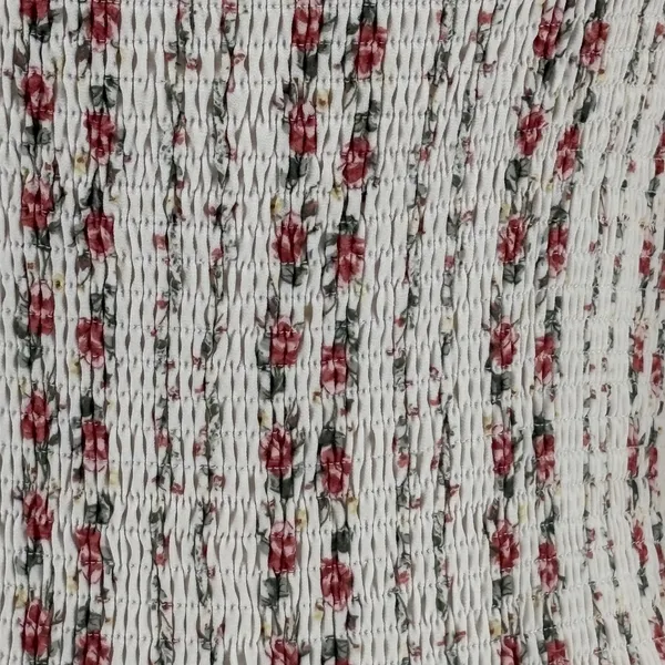 Aura‎ Floral Smocked Mini Dress Large Cream Red Square Neck Boho Cottagecore - Image 6