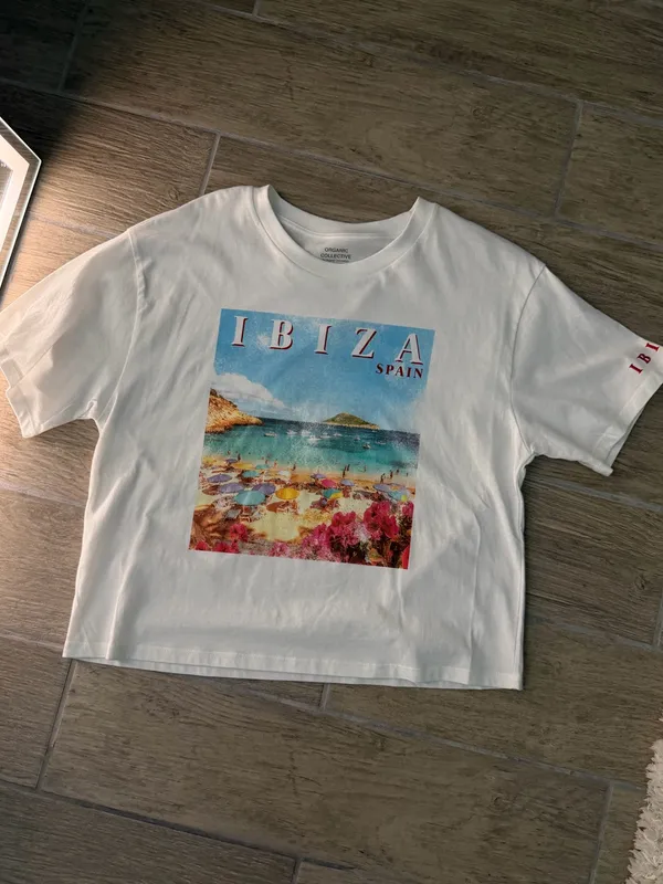 IBIZA Spain Graphic Crop Top White Size L - Image 2
