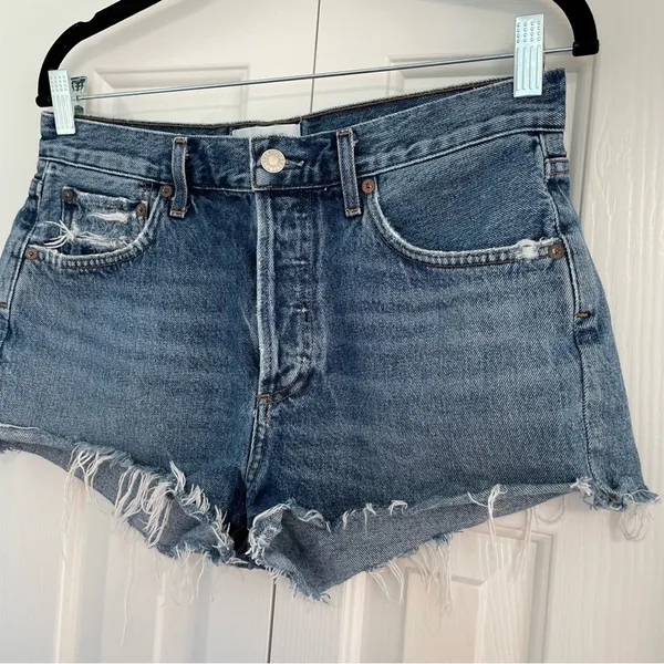 Agolde Parker Vintage Cut Off Jean Shorts Sz 27 Button Fly Medium Wash - Image 4