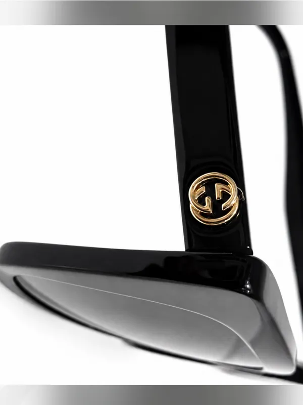 Gucci GG Logo Oversized Square Black Sunglasses Classic Black Cat-Eye Sunglasses - Image 5