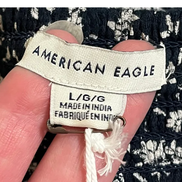 NWT L American Eagle Floral Halter Crop Top Smocked Preppy Coastal Vacation $25 - Image 9