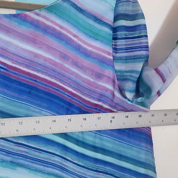 Chico's Colorful Stripe Asymmetrical Hem Tunic Blouse Size 1 (Medium) - Image 8