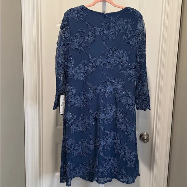 Alex Evenings Navy Sequin Lace‎ Jacket Dress Set 6 NWT Wedding Party Formal - Image 11
