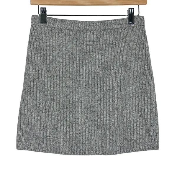 Zara Mini Skirt Womens M Gray Wool Knit Ribbed Cozy Preppy Scandinavian Capsule - Image 3