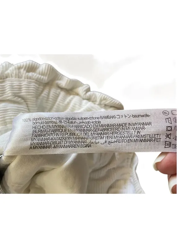 Zara Barrel Leg Corduroy Pants White Size 4 Neutral Minimalist Classic Coastal - Image 4