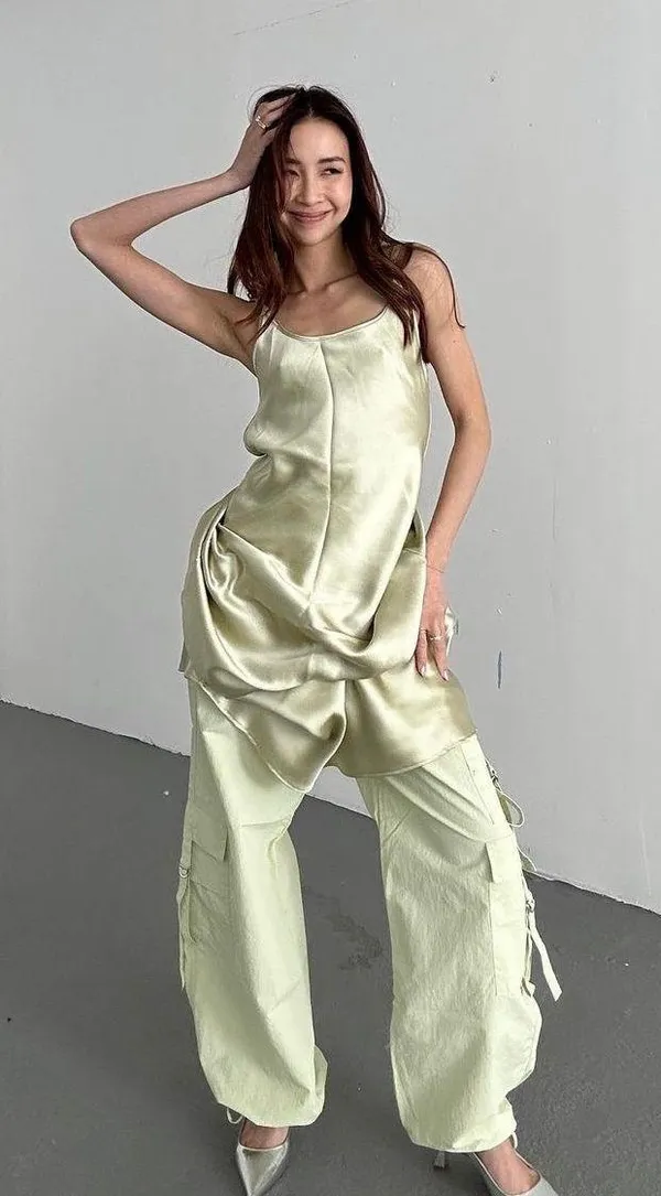 ZARA Dress Sage green Slip Midi Satin Effect Maxi Wedding Party - Image 4