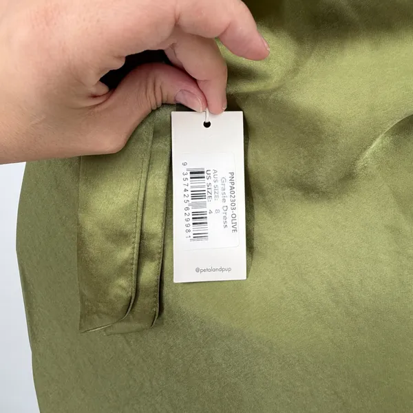 NWT Petal‎ & Pup Grasie Olive Satin Halter Maxi Dress Wedding Guest US 4 - Image 5