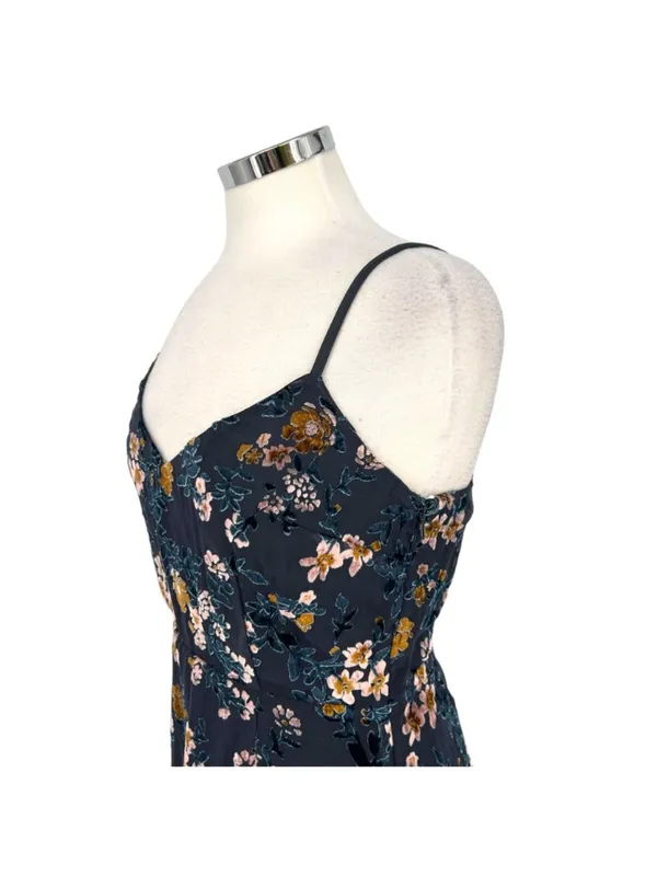 Lulus Evenings with You Floral Velvet Asymmetrical Dress Blue Floral Medium NWT - Image 5