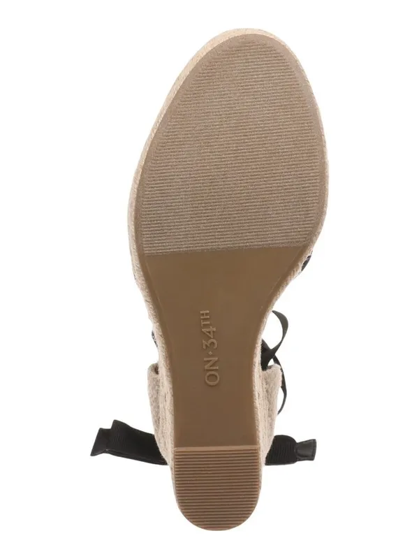 On 34th Melindaa Platform Espadrille Pump Wedge Ankle Wrap Sandals Black 6M - Image 15