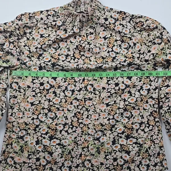 Sanctuary -665 NWT Kylie Smocked Top Long Sleeve Blouse Black Blush Floral‎ M - Image 5